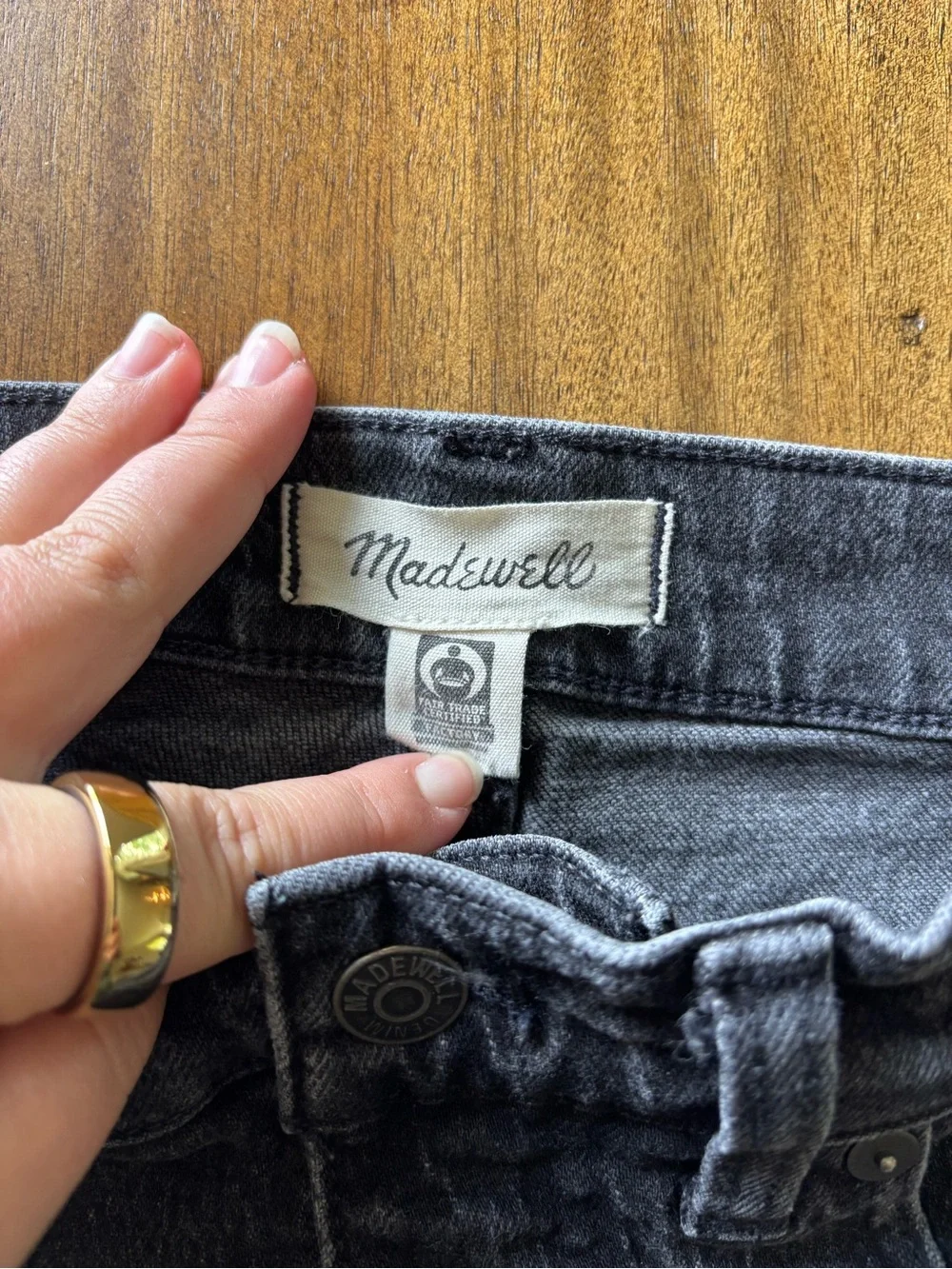 Madewell Mid-Rise '90s Straight Jeans Black Acid Marbled Wash Size 27 Cotton
